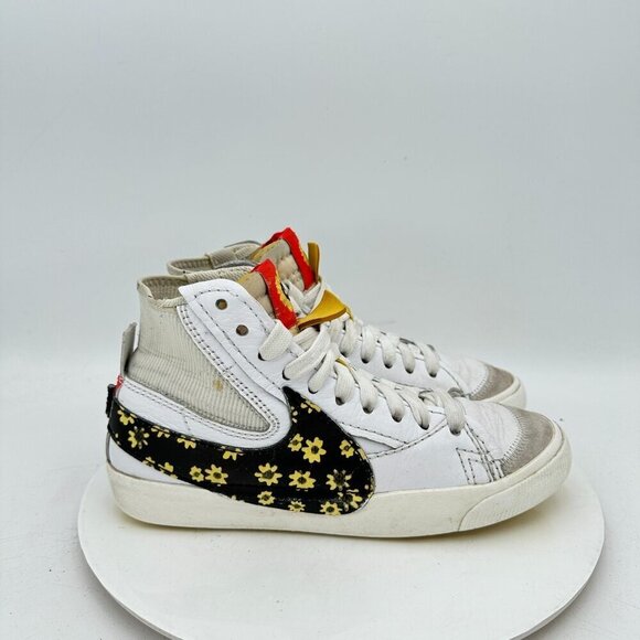 Nike Blazer Mid 77 Men Size 8.5 DQ7639-100 White Black Floral Training Shoes - Picture 4 of 11